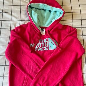 The North Face Fuchsia Hoodie with Aqua Logo